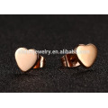 Las señoras de oro rosa de chapado en forma de corazón de acero inoxidable Stud Earrings ZZE008